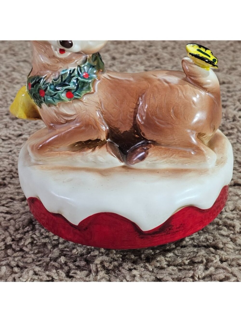Vintage Berman & Anderson Japan Christmas Reindeer Music Box 1972 Works - Picture 4 of 14